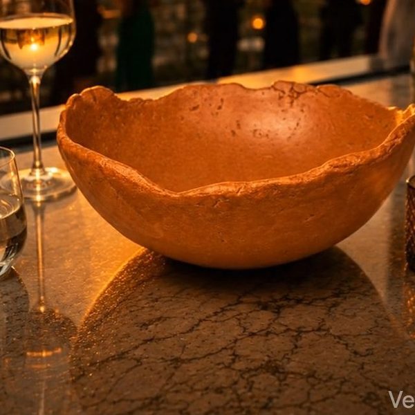Bowl artesanal em mesa de mármore