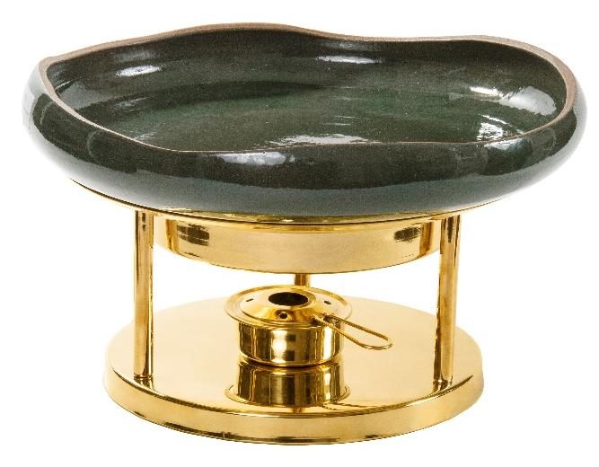Réchaud em latão dourado com cerâmica verde