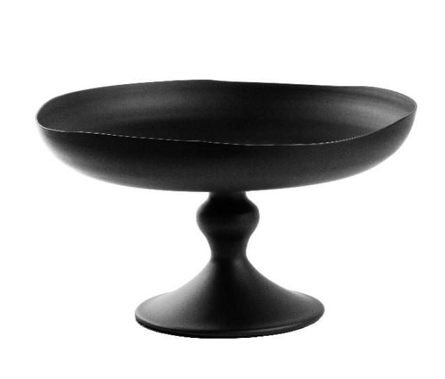 Fruteira pedestal em metal preto fosco